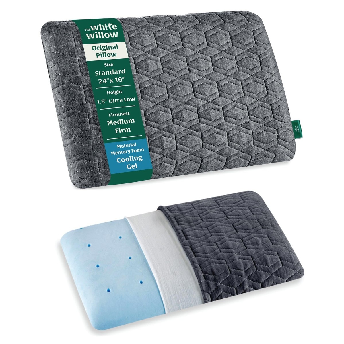 The White Willow cool gel memory foam orthopedic pillow